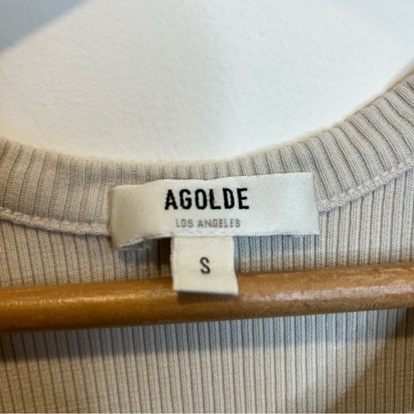 AGOLDE Bailey Ribbed Tank Top in Beige - Picture 6 of 8